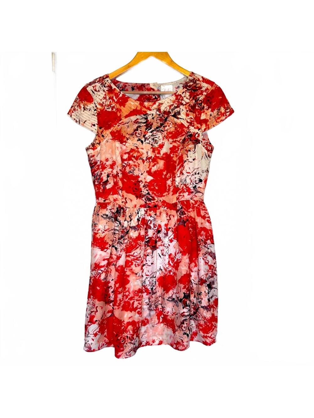 PARKER Silk Floral Watercolor Cap Sleeve Dress with Open Back | Size Large